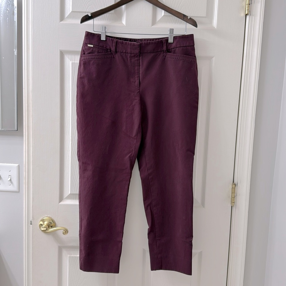 Size10 White House Black Market Slim Ankle Dress Pants Maroon color